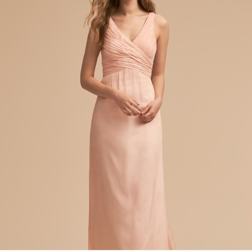 BHLDN Brigitte Blush Crinkled Chiffon Maxi Dress Size Medium